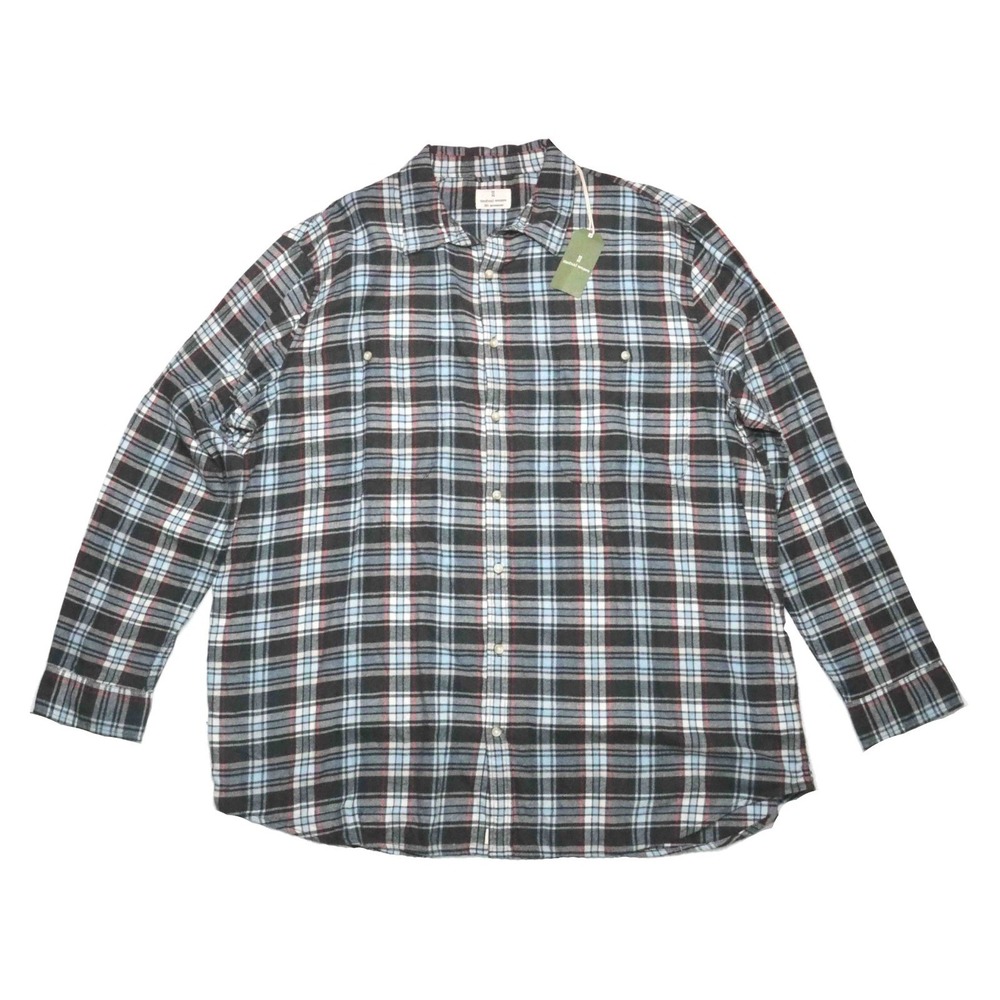 Mutual Weave Plaid Flannel Button Front L/S Shirt Mens Size 3XLT